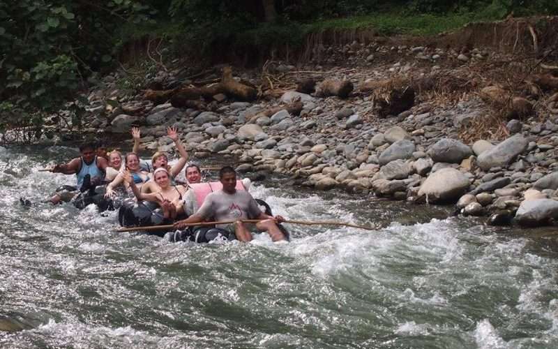 Tube rafting during Bukit Lawang Jungle Trekking